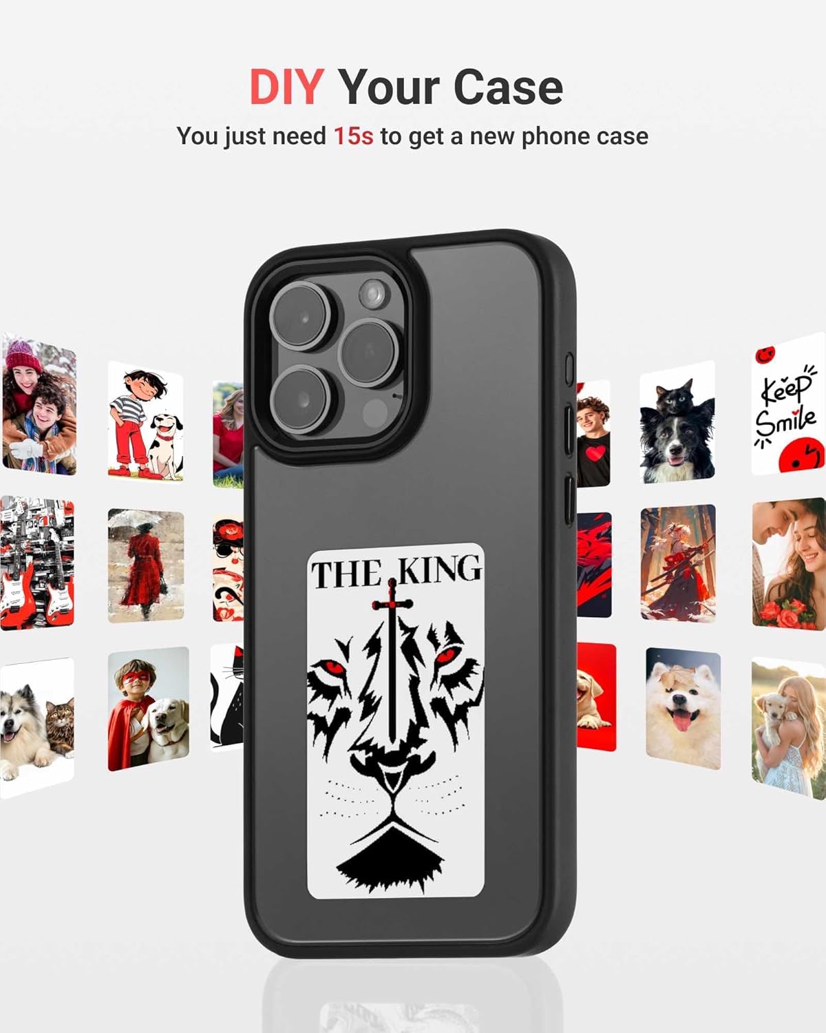 Dsynk Gear E-Ink Display for iPhone, NFC Photo Frame, Custom DIY Smart Protective Cover (Gold, iPhone 16 Pro)
