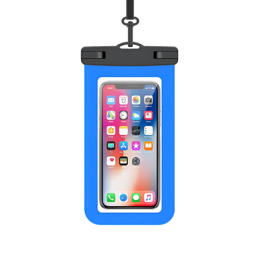 Dsynk Gear Universal Waterproof Mobile Phone Pouch, Underwater Dry Bag Case with Lanyard (Blue, Pack of 2)