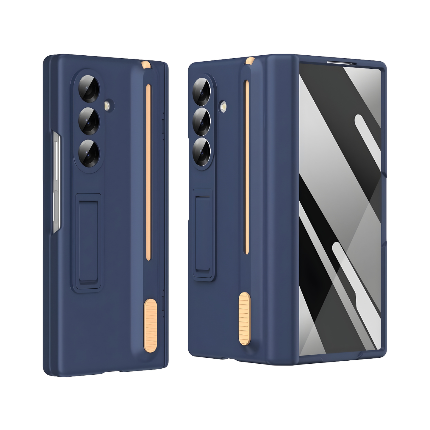 Dsynk Gear Premium Hybrid Case Compatible with Samsung Galaxy Z Fold – S Pen Compatible, Tempered Glass Protector, Built-in Kickstand & Anti-Scratch Comfortable Grip