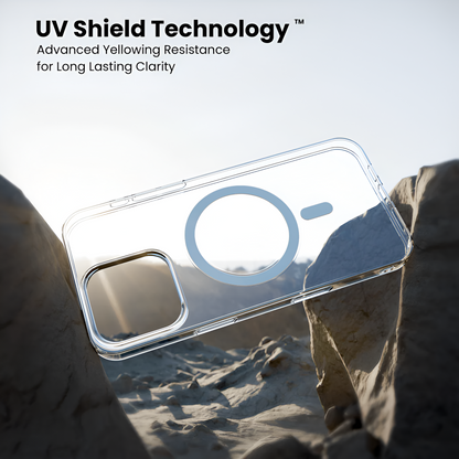 Dsynk Gear Anti-Yellow Clear Case for iPhone 16 | UV Shield Technology | Zero-Yellowing Formula | MagSafe Compatible | Drop Protection (TPU + Polycarbonate | Crystal Clear)