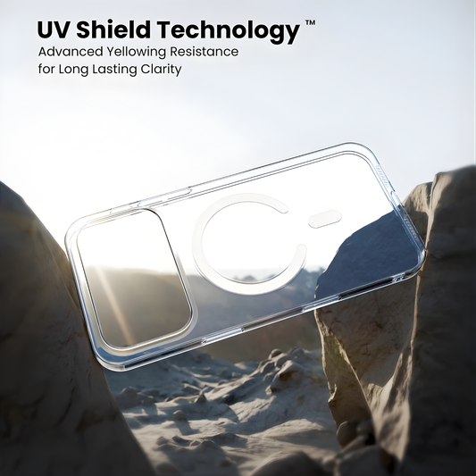 Dsynk Gear Anti-Yellow Clear Case for iPhone | UV Shield Technology | Zero-Yellowing Formula | MagSafe Compatible | Drop Protection (TPU + Polycarbonate | Crystal Clear)