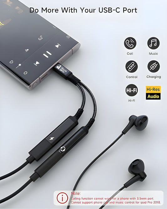 Dsynk Gear Type C to 3.5mm Audio Connector with PD Fast Charging Cable, Gold Plated Converter Adapter Compatible with iPhone, Galaxy, OnePlus,Pixel Other Type C Phones