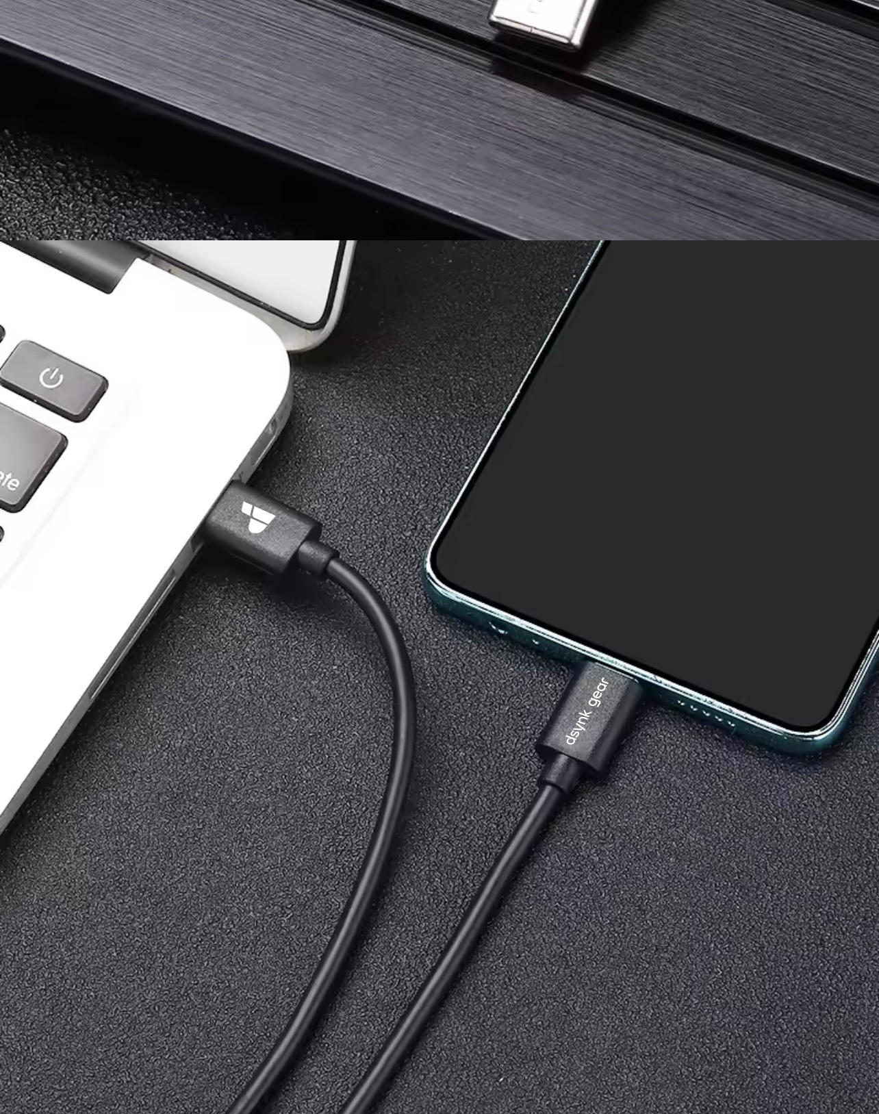 Dsynk Gear Type C to Type C 60W Cable for Smartphones, Tablets, Laptops, Macbook & other Type C devices, 480Mbps Data Sync (Black)