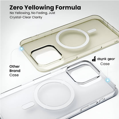 Dsynk Gear Anti-Yellow Clear Case for iPhone 16 | UV Shield Technology | Zero-Yellowing Formula | MagSafe Compatible | Drop Protection (TPU + Polycarbonate | Crystal Clear)