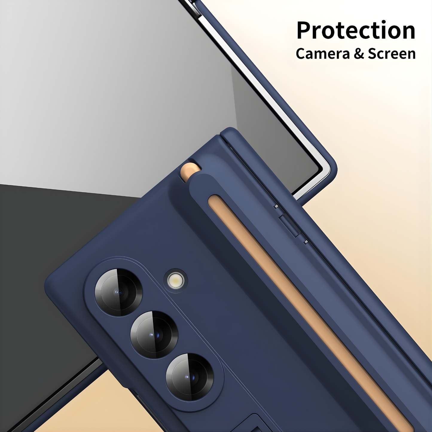 Dsynk Gear Premium Hybrid Case Compatible with Samsung Galaxy Z Fold – S Pen Compatible, Tempered Glass Protector, Built-in Kickstand & Anti-Scratch Comfortable Grip