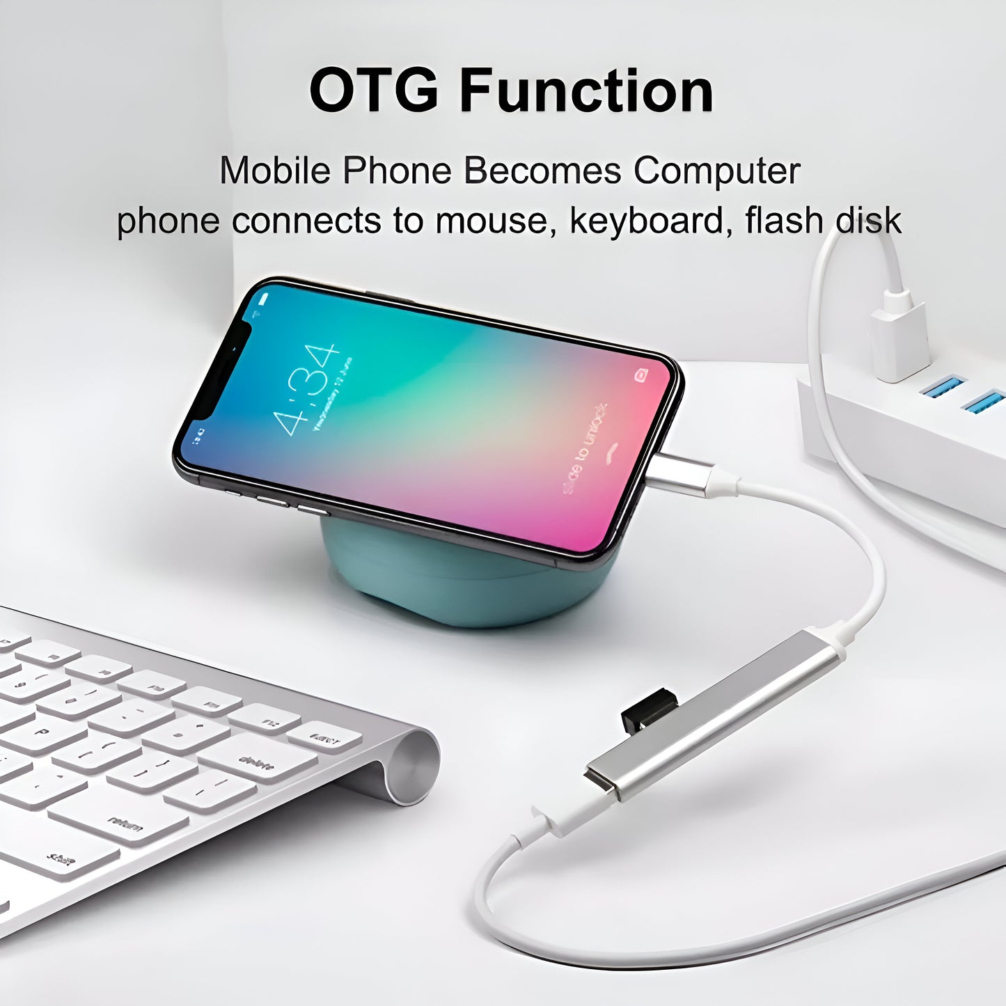 Dsynk Gear USB Type-C Hub, 4 Ports USB 3.0/2.0, 15cm Cable, Aluminium Body, High Speed Data Transfer