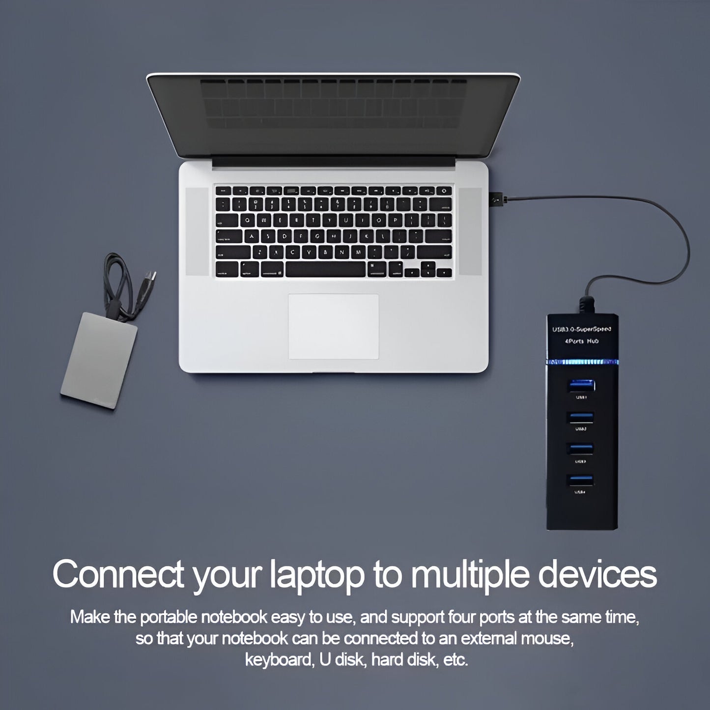 Dsynk Gear USB Hub, 4 Ports USB 3.0/2.0, 15cm Cable, High Speed Data Transfer (USB 3.0 Hub)