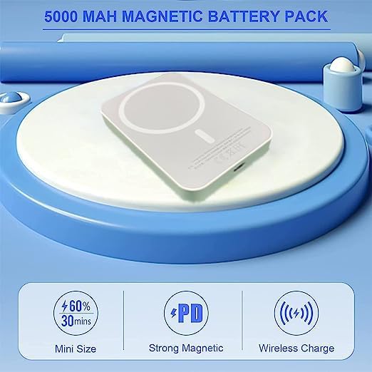 Dsynk Gear 5000mAh MagSafe Wireless Power Bank with Lightning Charging | Compact Pocket-Size Magnetic Portable Charger | Lithium Polymer Battery