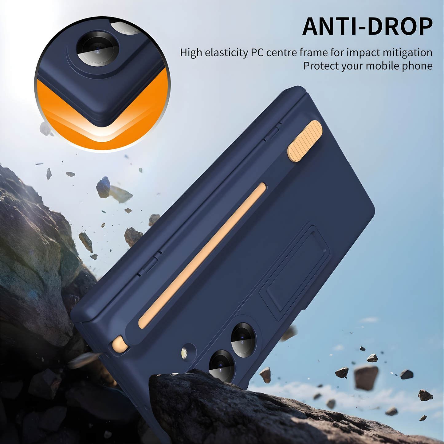 Dsynk Gear Premium Hybrid Case Compatible with Samsung Galaxy Z Fold – S Pen Compatible, Tempered Glass Protector, Built-in Kickstand & Anti-Scratch Comfortable Grip