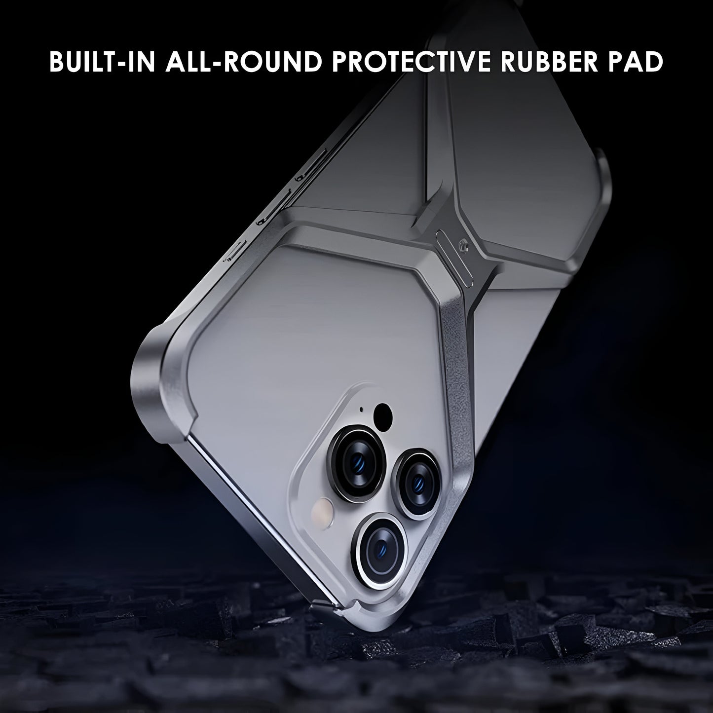 Dsynk Gear Titanium Armour X-Frame Phone Case, Ultra-Thin Aluminium Alloy, Shockproof Protection for iPhone, Grey