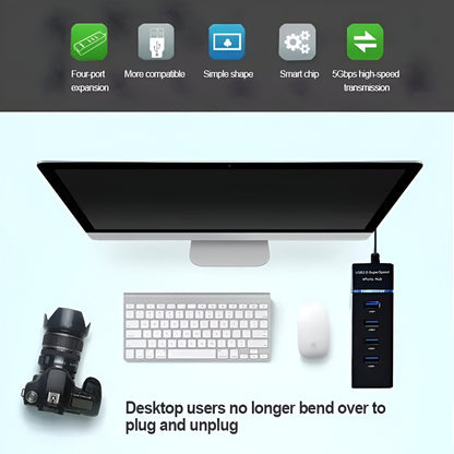 Dsynk Gear USB Hub, 4 Ports USB 3.0/2.0, 15cm Cable, High Speed Data Transfer (USB 3.0 Hub)