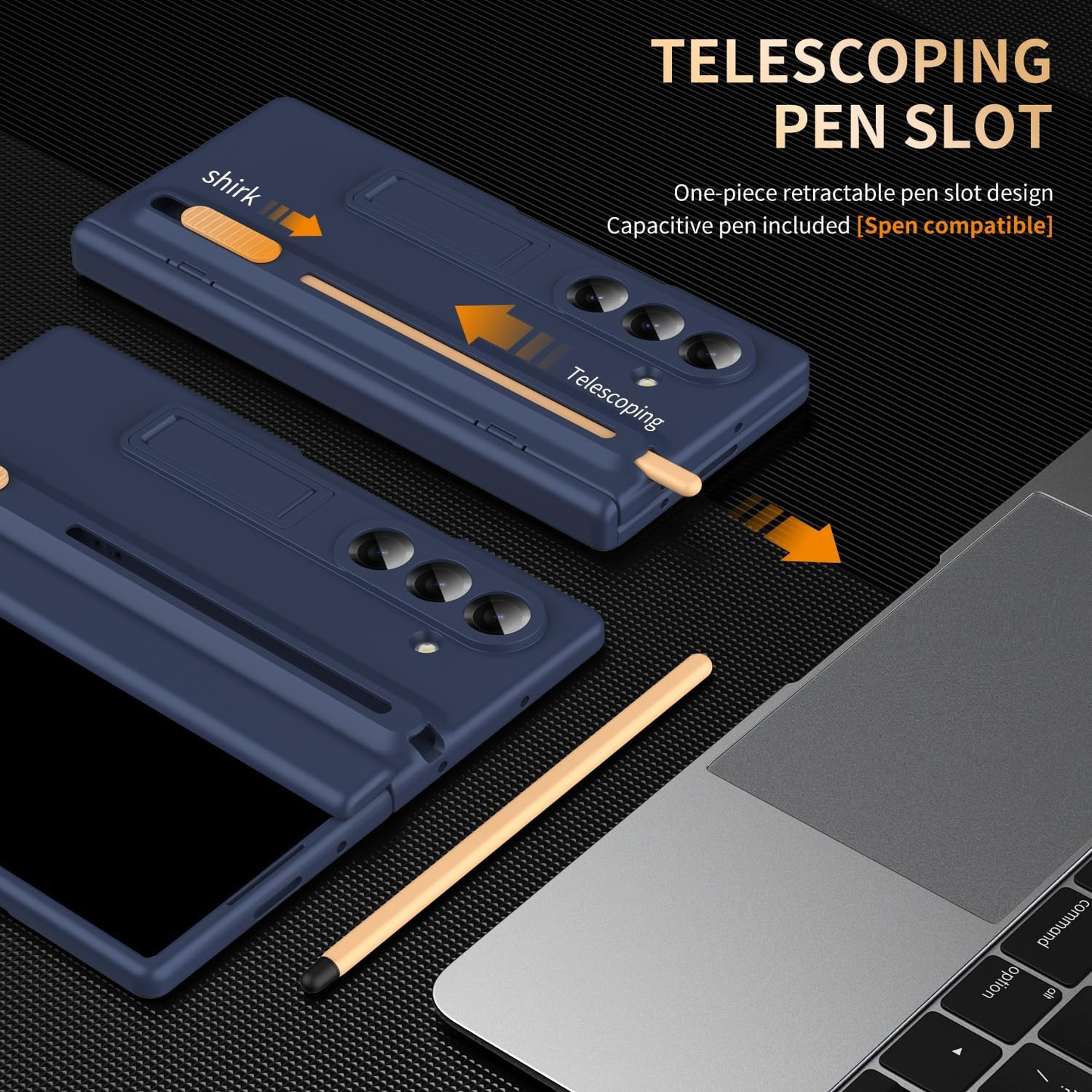 Dsynk Gear Premium Hybrid Case Compatible with Samsung Galaxy Z Fold – S Pen Compatible, Tempered Glass Protector, Built-in Kickstand & Anti-Scratch Comfortable Grip