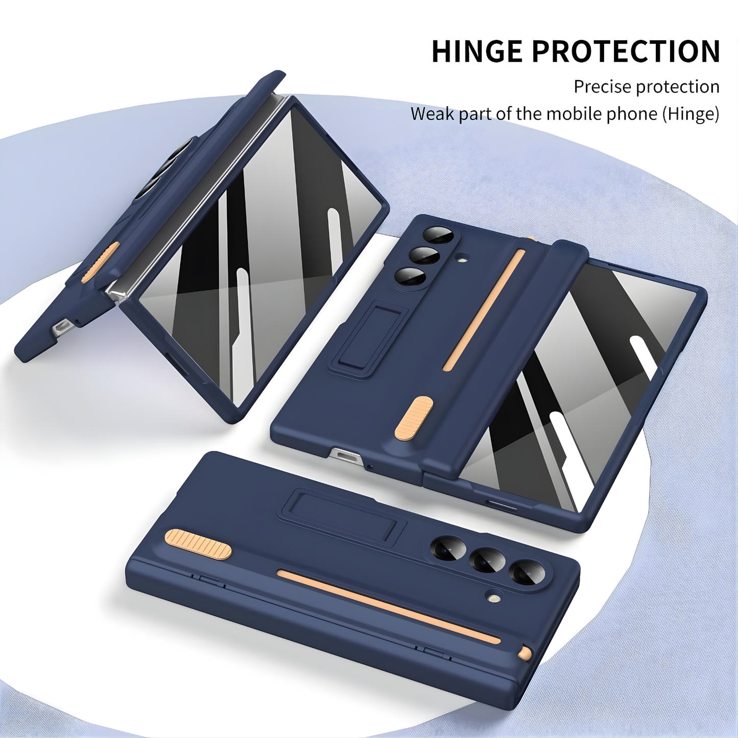 Dsynk Gear Premium Hybrid Case Compatible with Samsung Galaxy Z Fold – S Pen Compatible, Tempered Glass Protector, Built-in Kickstand & Anti-Scratch Comfortable Grip