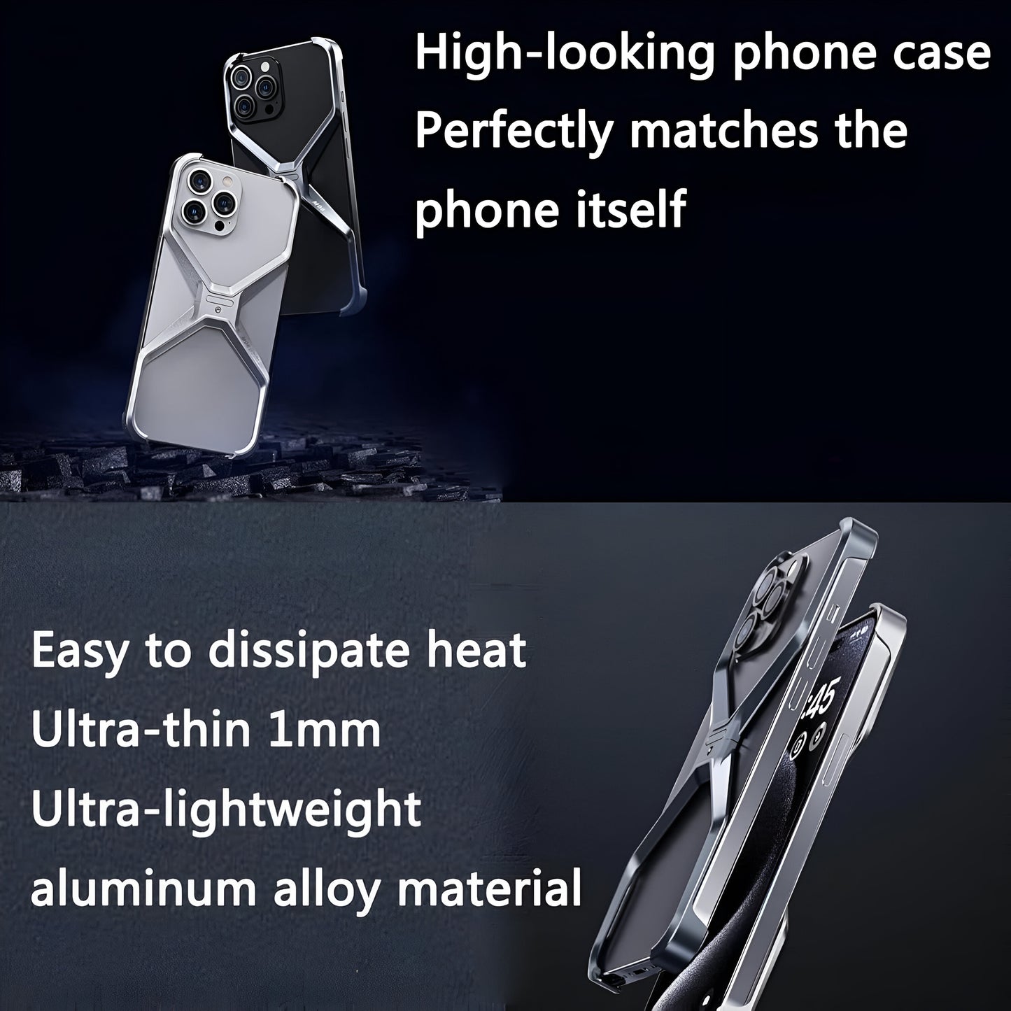 Dsynk Gear Titanium Armour X-Frame Phone Case, Ultra-Thin Aluminium Alloy, Shockproof Protection for iPhone, Grey