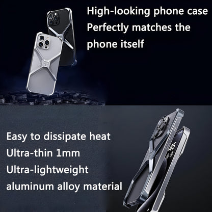 Dsynk Gear Titanium Armour X-Frame Phone Case, Ultra-Thin Aluminium Alloy, Shockproof Protection for iPhone, Grey