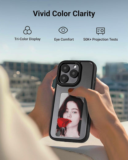 Dsynk Gear E-Ink Display for iPhone, NFC Photo Frame, Custom DIY Smart Protective Cover (Gold, iPhone 16 Pro Max)