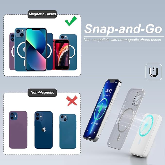 Dsynk Gear 5000mAh MagSafe Wireless Power Bank with Lightning Charging | Compact Pocket-Size Magnetic Portable Charger | Lithium Polymer Battery