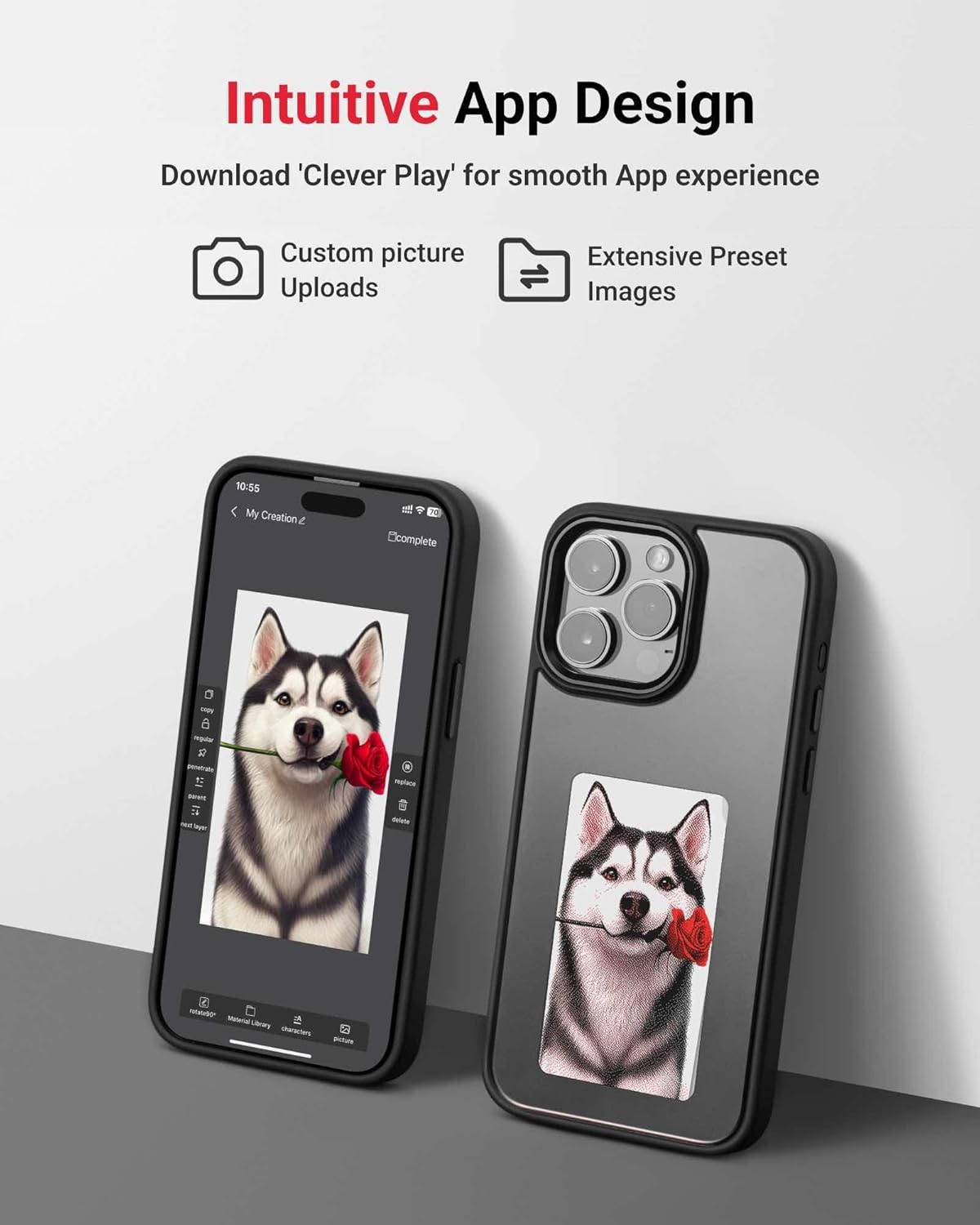 Dsynk Gear E-Ink Display iPhone, NFC Photo Frame, Custom DIY Smart Protective Cover (Black)