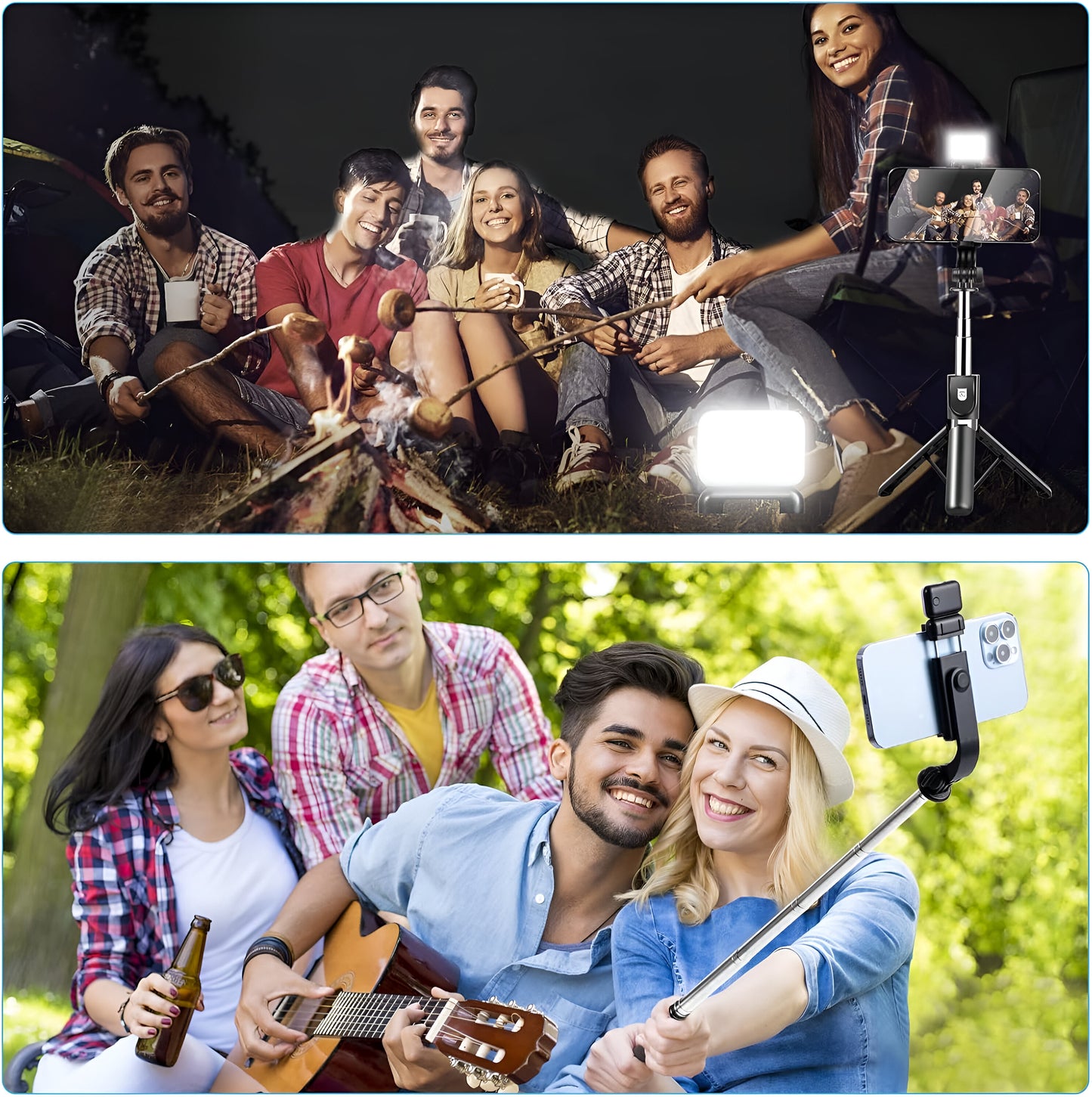 Dsynk Gear 3-in-1 Selfie Stick Tripod with Rechargeable LED Light & Bluetooth Remote – Dual Brightness for Makeup, Selfies & Photography