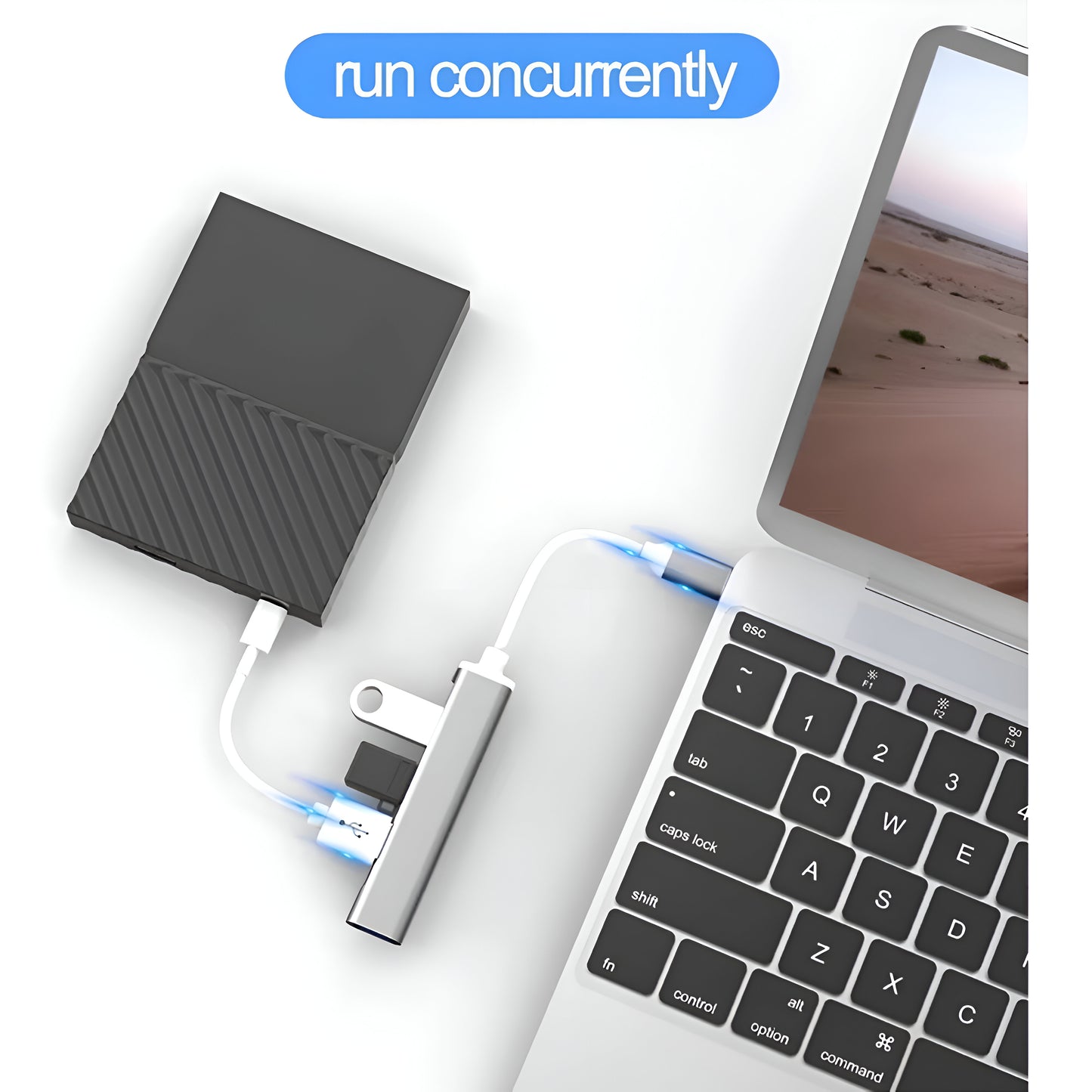 Dsynk Gear USB Type-C Hub, 4 Ports USB 3.0/2.0, 15cm Cable, Aluminium Body, High Speed Data Transfer