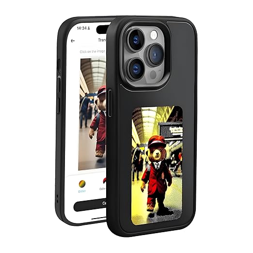 Dsynk Gear E-Ink Display iPhone, NFC Photo Frame, Custom DIY Smart Protective Cover (Black)
