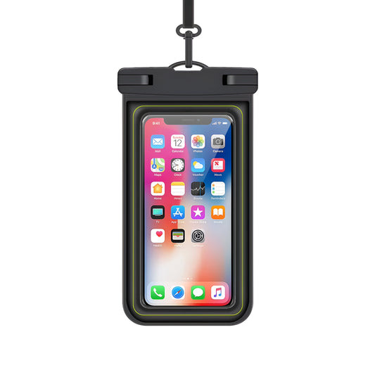 Dsynk Gear Universal Waterproof Mobile Phone Pouch, Underwater Dry Bag Case with Lanyard (Black, Pack of 2)