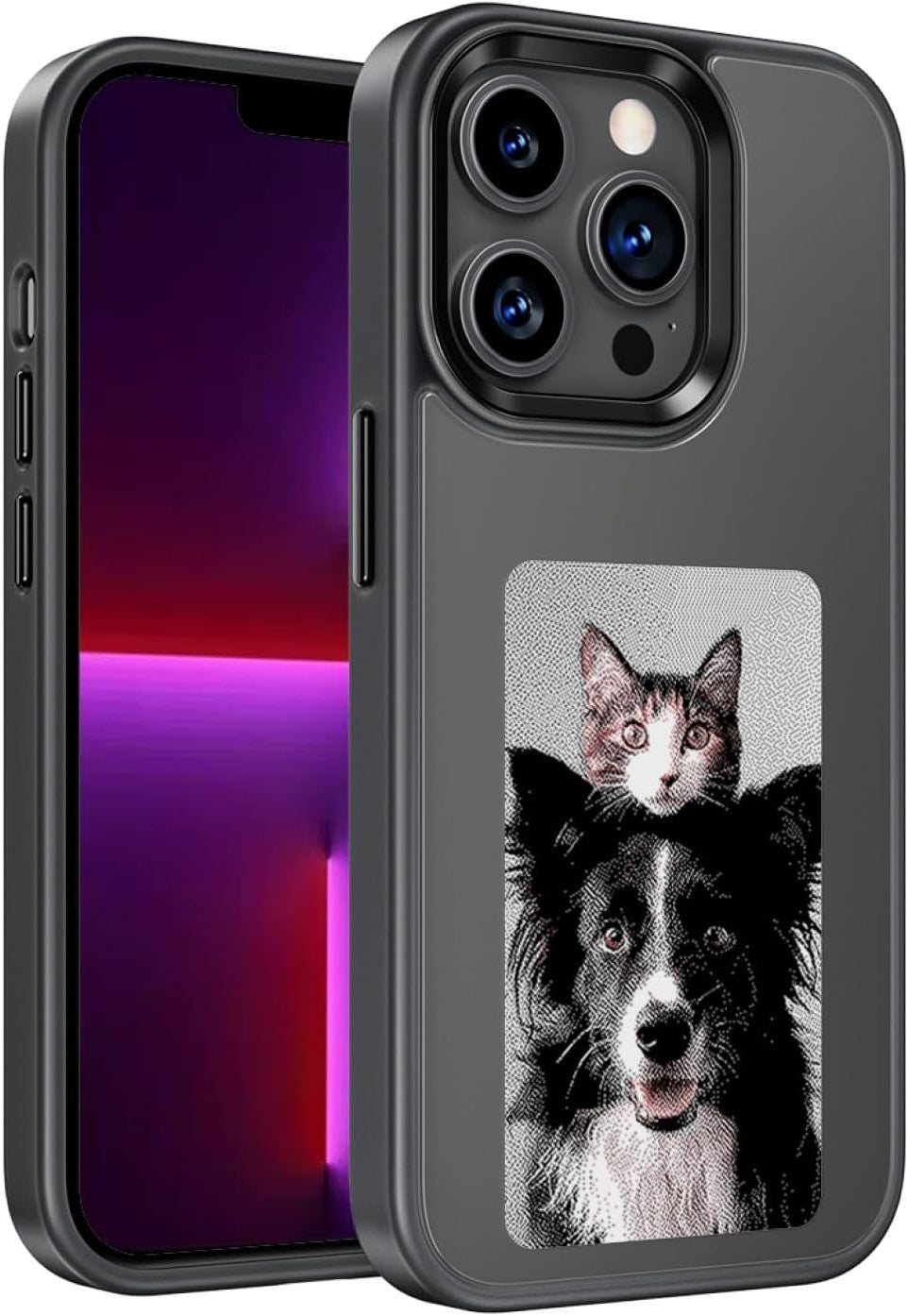 Dsynk Gear E-Ink Display iPhone, NFC Photo Frame, Custom DIY Smart Protective Cover (Black)