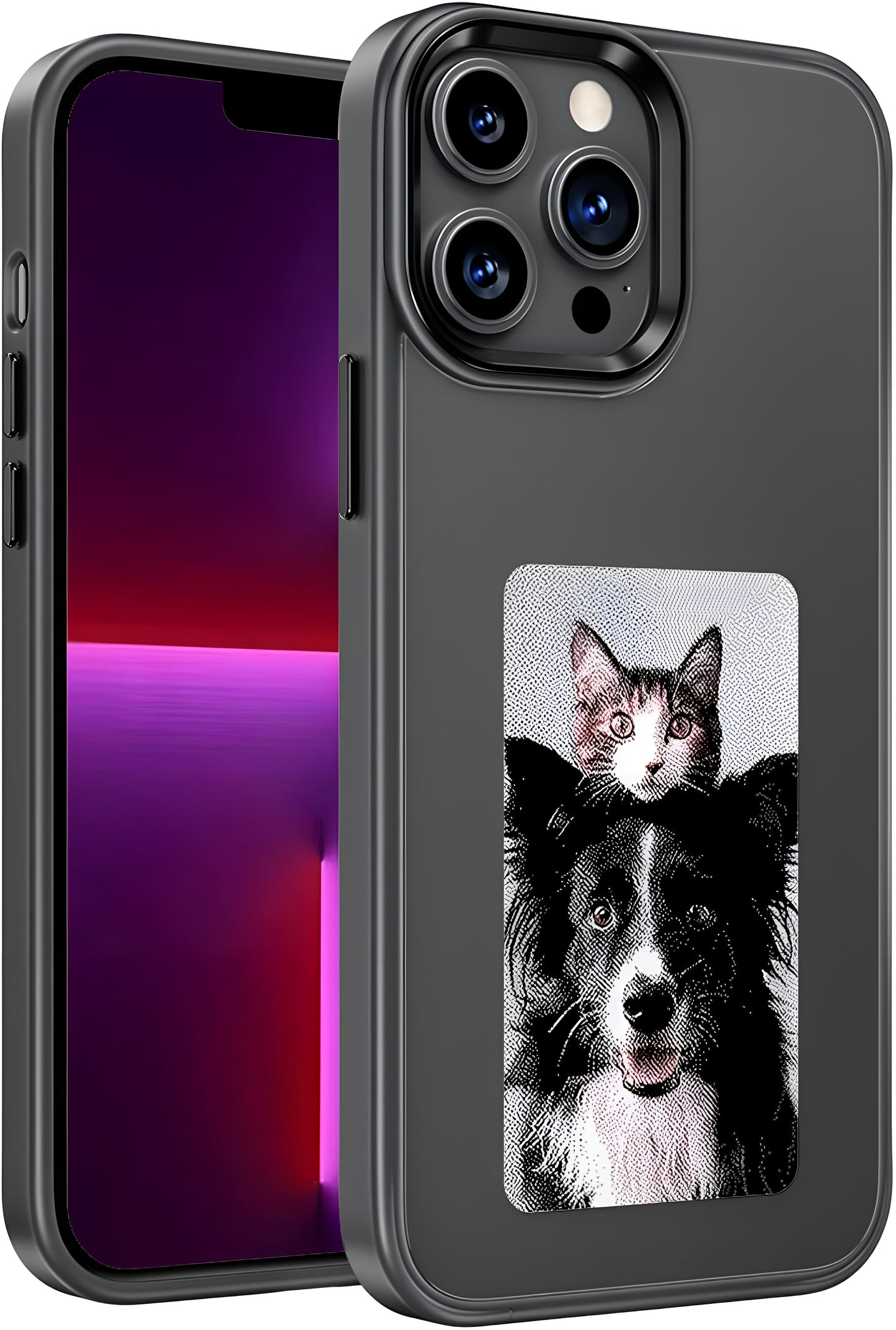 Dsynk Gear E-Ink Display iPhone, NFC Photo Frame, Custom DIY Smart Protective Cover (Black)