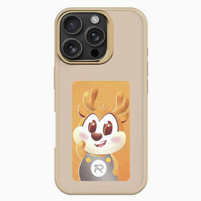 Dsynk Gear E-Ink Display for iPhone, NFC Photo Frame, Custom DIY Smart Protective Cover (Gold, iPhone 16 Pro)