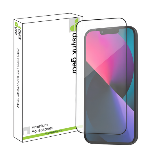 Dsynk Gear Tempered Glass for iPhones With Installation Kit | Military-Grade Gorilla Screen Protector | Edge to Edge Coverage | Black